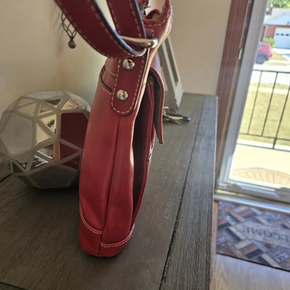Red Leather Giani Bernini Crossbody Bag